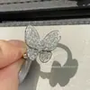 26 Novos Modelos de Anéis de Borboleta Azul Lápis Lazúli, Anel Aberto da Sorte Estilo Van Cleef Ouro V, Artesanato de Precisão CNC, Banhado a Ouro 18K, Conserva a Cor