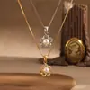Collar de Camelia Estilo Coreano para Mujer, Colgante Único de Pétalo Exagerado, Cadena para Clavícula Estilo Ins Recubierta de Oro PVD de Acero de Titanio