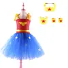 Falda para Niña Transfronteriza Falda con Bolsillo de Superhéroe para Niña Falda de Tutú de Malla de Wonder Woman Vestido de Fiesta para Niños