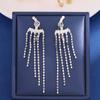 Novos brincos de franja longa com zircônia microincrustada femininos europeus e americanos transfronteiriços wish venda quente brincos de luxo leve atacado