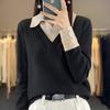 Nuevo Estilo Otoño Invierno 2025 Transfronterizo Maillard a Juego Falso Dos Piezas Cuello Camisero Tejido de Punto Solapa Jersey de Punto para Mujer
