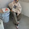 Moletom Feminino com Forro de Lã, Espessado, Novo Outono e Inverno, Estilo Japonês e Coreano, Simples, Rejuvenescedor, Estampa de Letras, Solto para Estudantes, Manga Longa, com Capuz