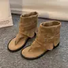 Sandalias de Verano Nuevas de Moda Versátiles de Nicho para Mujer de Exterior de Tanga Planas Casuales Romanas de Punta Abierta Botas Calzado 2026