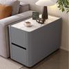Gabinete Lateral de Sofá Minimalista Moderno, Mesa Lateral de Madera Maciza Pizarra Cuero de Lujo Ligero para Sala de Estar, Mesa de Centro con Almacenamiento