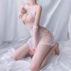 Estilo Primavera Noturna Lingerie Sexy Peça Única Sexy Roupa de Rede Corte Justo Saia com Recortes Meia-Calça Arrastão Transparente Uniforme 8136