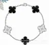 Pulseira de trevo de quatro folhas e cinco flores, versão em molde de aço, ouro V, padrão de flor padrão, não ultrafina, banho de ouro 18k espesso, luxo leve, transmissão ao vivo