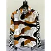 Camisa moderna, camisa casual de corte solto, masculina estampada versátil de manga comprida novo estilo