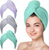 Toalha de cabelo de microfibra feminina anti-frizz, secagem rápida, adequada para todos os tipos de cabelo, absorvente, leve, grande, toalha de secagem de cabelo