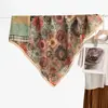 Nuevo pañuelo cuadrado de seda de doble cara con patrón de espiga bicolor para otoño e invierno de 90 cm, pañuelo y chal de moda con margarita verde de doble uso