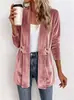 Chegada 2026 TikTok Cardigan Feminino de Veludo Dourado Decorativo de Botões Duplos Estilo Preguiçoso Versátil Top de Comprimento Médio