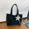 Bolsa tote de luxo com poá de grande capacidade para mulheres, nova coleção outono 2026, bolsa de ombro casual e estilosa
