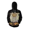 Nuevo Suéter Casual con Capucha 3D Estampado Digital de Halloween Europeo y Americano 2024 para Hombre, Holgado, Sudadera con Capucha para Pareja