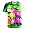 Camiseta Infantil de Manga Corta para Casa con Impresión Digital 3D de Sonic el Erizo Dibujos Animados Ropa Infantil