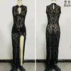 2026 Venta Caliente de Verano Transfronteriza Nuevo Vestido Sexy de Moda de Encaje Hueco con Abertura Alta Ajustado sin Mangas de Color Sólido