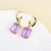 Nuevos Pendientes de Cristal Morado para Mujer, Pendientes Geométricos Sencillos, Pendientes Versátiles con Aguja de Plata 925, Venta Directa de Fábrica