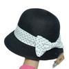 Sombrero de Paja con Lazo de Puntos Dulces Japoneses para Mujer, Verano, Elegante, Cara Descubierta, Sombrero de Cuenca Pequeña, Sombrero de Sol para Vacaciones en la Costa, Sombrero de Playa