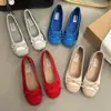 Zapatos de Mujer Estilo Hada Francesa, Versión Coreana, Nuevos Zapatos Planos de Ballet Rojos de Satén sin Cordones para Primavera/Verano