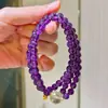 Pulsera de Plata 925 con Diseño de Amatista Natural, Perla de Agua Dulce y Citrino Limón, Pulsera de Múltiples Círculos
