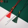 Asa de anillo de tracción de 7 cm borla de cuerda oreja texto jugar cuerda al por mayor tejida a mano DIY cordón corto con cuentas de ágata