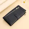 Cartera Larga Moda Estilo Coreano Ranuras Múltiples para Tarjetas Portatarjetas de Identificación Anti-Robo RFID Billetera Larga Monedero de Cuero Genuino Vintage con Acabado de Aceite y Cera