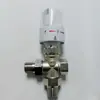 Válvula termostática vertical de tres vías para radiador, válvula de control termostático, válvula de bloqueo de agua caliente y fría, fabricantes de válvulas de control de temperatura