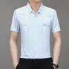 Nova Camisa Masculina de Manga Curta Estilo TikTok Verão 2024 Leve Madura Casual Gola Lapela Camisa Sem Marcas para Homens
