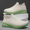 Meias de Tricô Fly-Knit Novo Estilo, Tênis Esportivo Casual de Bico Largo para Casal, Sapatos Slip-On Preguiçosos Masculinos, Sapatos Femininos de Forma Larga, Solado Macio, Transfronteiriço