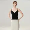 Suéter de Cachemira Nuevo Otoño e Invierno para Mujer, Adelgazante, Control de Abdomen, Camisola de Cuello en V, Sin Mangas, Tejido de Punto, Capa Base