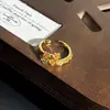 Anillo Abierto con Esmalte Geométrico Exquisito Sentido de Alta Gama Forma de Serpiente Mariposa Anillo de Moda Elegante Nicho para Mujer