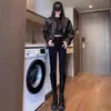 Pantalones casuales de cintura alta para mujer, adecuados para primavera y otoño, estilo delgado, longitud recortada, otoño e invierno, ajustados, elásticos, talla grande, leggings ajustados