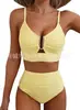 Nuevo Estilo Ruso Europeo y Americano Comercio Exterior Transfronterizo Amazon Tela Especial Bikini Dividido Traje de Baño de Cintura Alta para Mujeres