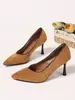 Zapatos de Salón Simples de Gamuza con Punta Fina y Tacón Alto Fino, Tallas Grandes 40-45, Wish Shoes