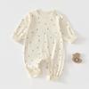 Roupas para Bebês e Crianças Anyang, Roupa Íntima Jacquard com Botão no Ombro para Primavera e Outono, Pijama Unissex para Bebê, Macacão Seamless de Manga Longa para Engatinhar