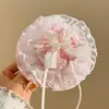 Pinza para el pelo de mini pastel a cuadros rosa, dulce y femenina, con ribete de encaje y lazo, accesorio para el pelo de accesorio para fotos de sombrero de cumpleaños
