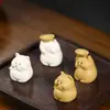 Mascota de Té de Arcilla Púrpura Figura de Cerdo Hecha a Mano Doce Cerdos del Zodiaco Dibujo Animado Lindo Adorable Cerdo Lingote Juego de Té
