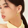 Design de ponta luxo leve retrô clipe de orelha elegante estilo Hong Kong espírito de fada inteligente zircônia amarelo-esverdeada brincos geométricos sem furos