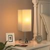 Lámpara de Mesa Transfronteriza de Noche de Alta Gama para Dormitorio, Ambiente, Lámpara de Mesa Pequeña Recargable y de Doble Uso con Enchufe, Interruptor Táctil, Lámpara de Mesa Decorativa de Tela
