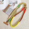Cordão longo de tecido bicolor para celular com porta-moedas, alça de pescoço cruzada para carregar celular, alça de ombro multifuncional