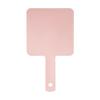 Espejo de mano cuadrado rosa de plástico para mujer, para el hogar, belleza, color sólido, con mango, portátil, espejo plateado, espejo de tocador