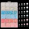Caja de 24 compartimentos de fondo plano con perlas de imitación AB, diamantes de resina de fondo plano AB, kit de parches de joyería DIY para uñas y funda de teléfono