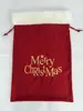 Saco de Papai Noel Veludo Vermelho com Acabamento de Pelo Sintético Branco e Bordado Dourado "Feliz Natal", Grande Saco de Presente de Natal com Cordão para Presentes, Sacola de Lembrancinha para Festa de Feriado