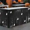 Cortina de Seda de Lluvia de Halloween 75*275cm Falda de Mesa Pegatina DIY Decoración de Mesa para Fiesta Calabaza Fantasma Borla Cortina de Mesa