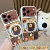 Funda para teléfono con soporte de cachorro de tablero de ajedrez adecuada para iPhone16promax Funda para teléfono Apple 17 funda de cambio instantáneo galvanizada