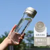 Botella de Agua Deportiva al por Mayor para Exteriores de Gran Capacidad Taza de Plástico Mate Taza de Plástico Transparente Portátil con Correa y Colador de Té