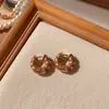 Pendientes de Chica de Hardware Femeninos Franceses Vintage Marrones Simples de Moda Pendientes Maillard para Mujeres