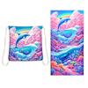 Toalla de playa plegable de gran tamaño 80X160, toalla de baño estampada, toalla de playa integrada, bolsa integrada, portátil
