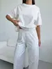 Novo Conjunto de Pijama Feminino Europeu e Americano Transfronteiriço Coração Coração Estampa Floral Manga Curta Calça Moda Casual para Casa Conjunto de Duas Peças