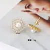 Luochen Venta Caliente Transfronteriza Pendientes de Perla de Imitación con Girasol Incrustado de Circonita Pendientes Versátiles de Lujo Ligero Gama Alta Nicho Pendientes