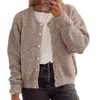 2025 Nuevo Estilo Suave Rosa Dopamina Tejido de Punto Cera Cárdigan Suéter Cuello Redondo de un Solo Botón Dulce y Picante Suéter de Pequeña Fragancia