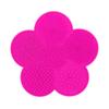 Almohadilla de silicona para cepillo de lavado, almohadilla de limpieza con forma de ciruela y flores, borla para polvos, herramienta de limpieza para brochas de maquillaje, ventosa de silicona, almohadilla plegable para cepillo de lavado.